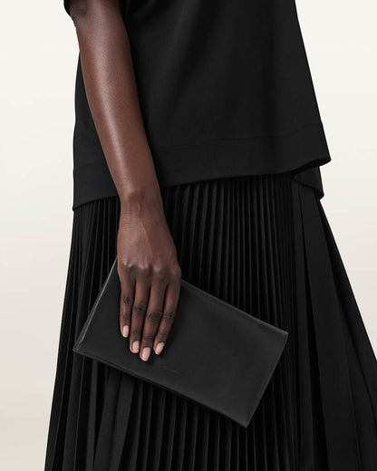 AllSaints Harluna Leather Clutch Bag Women's Black Women's