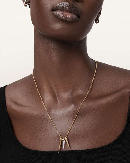 AllSaints Laio Pave Spike Necklace Women's Warm Brass Women's