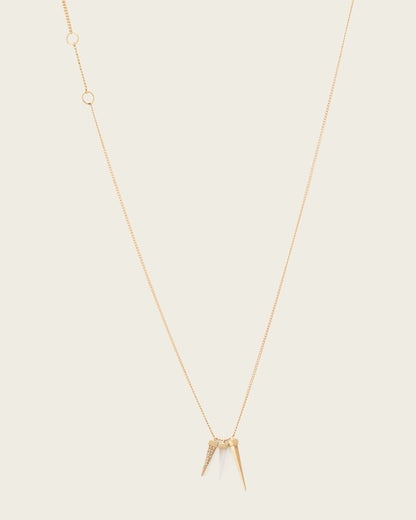 AllSaints Laio Pave Spike Necklace Women's Warm Brass Women's