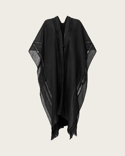 AllSaints Anthea Lace Trimmed Ruana Women's Black Women's