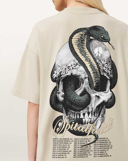 AllSaints Snakehead Oversized Etta T Shirt Women's Almond White Women's
