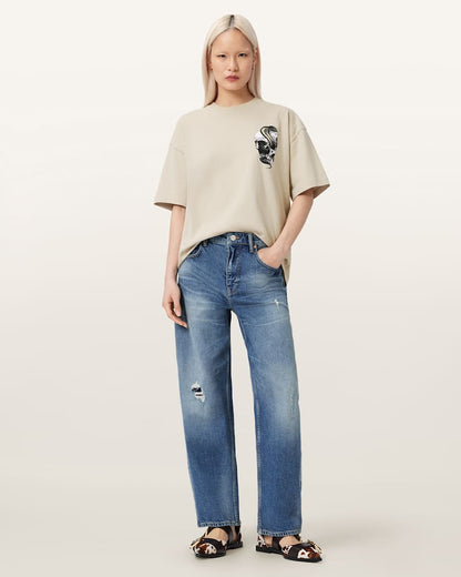 AllSaints Snakehead Oversized Etta T Shirt Women's Almond White Women's