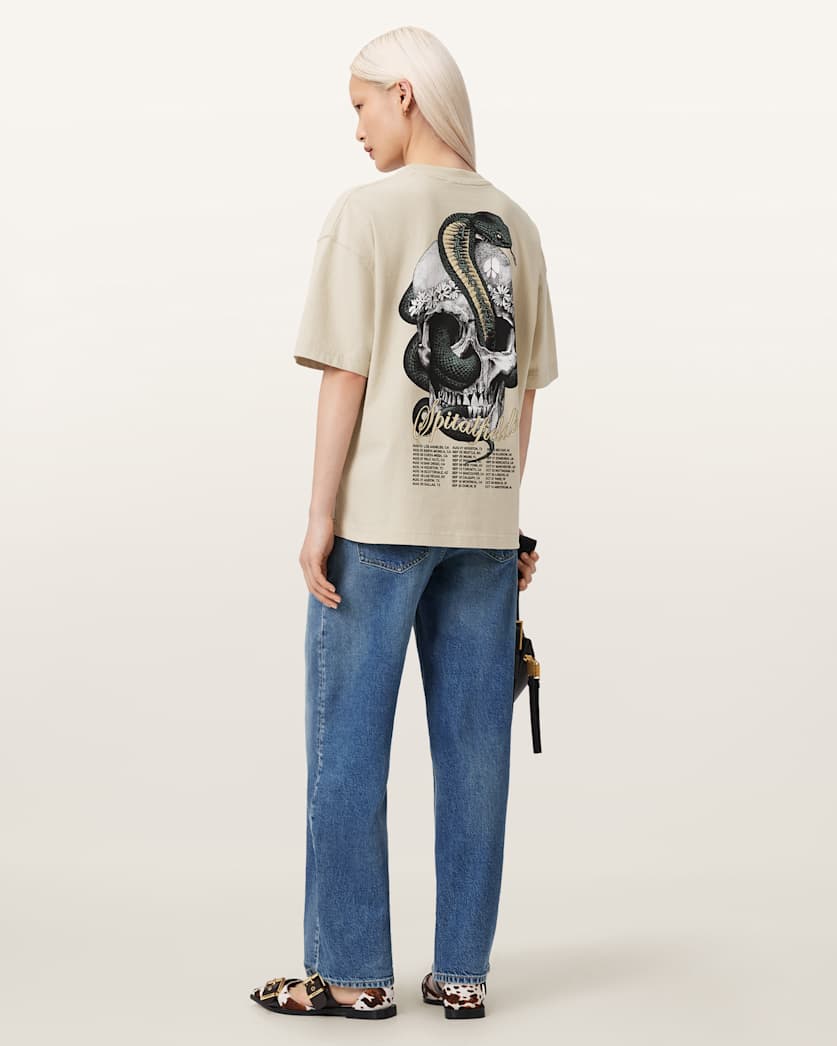 AllSaints Snakehead Oversized Etta T Shirt Women's Almond White Women's
