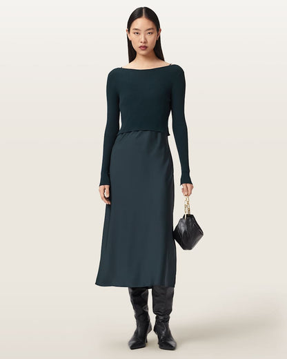 AllSaints Hera 2 In 1 Midi Dress Women's Collegiate Blue Women's