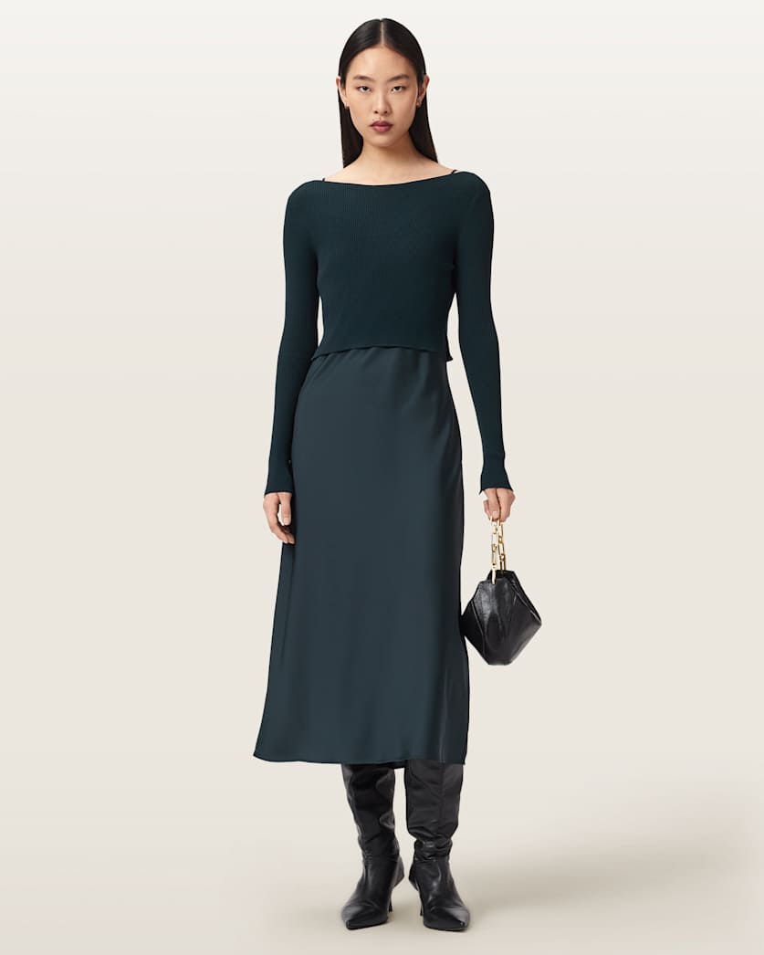 AllSaints Hera 2 In 1 Midi Dress Women's Collegiate Blue Women's