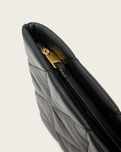 AllSaints Bettina Leather Quilt Clutch Bag Women's Black Women's