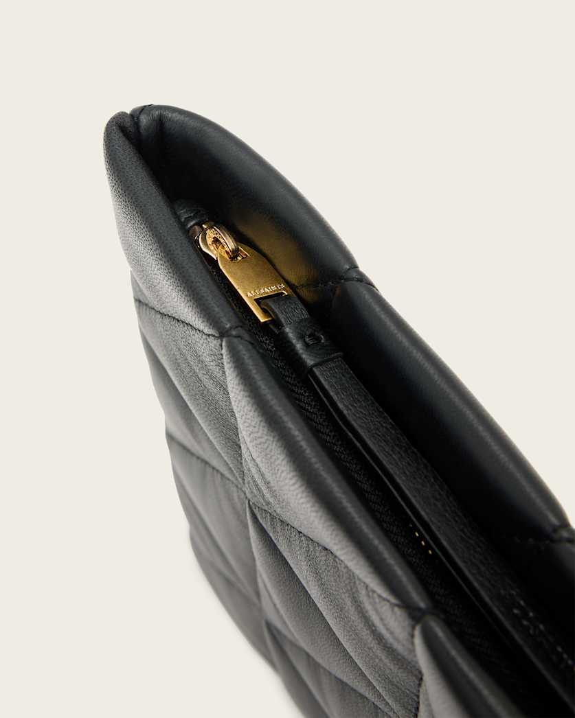 AllSaints Bettina Leather Quilt Clutch Bag Women's Black Women's
