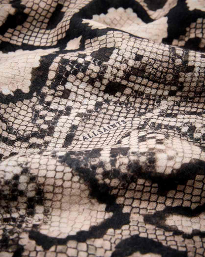 AllSaints Flow Snake Print Logo Pareo Scarf Women's Ecru White Women's