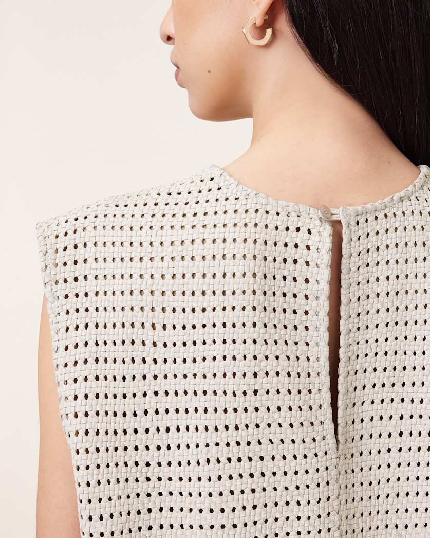 AllSaints Nessa Woven Leather Mini Dress Women's Off White Women's