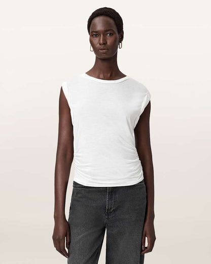 AllSaints West Shimmer Tank Top Women's Stone White Women's