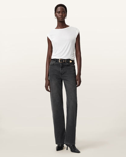 AllSaints West Shimmer Tank Top Women's Stone White Women's