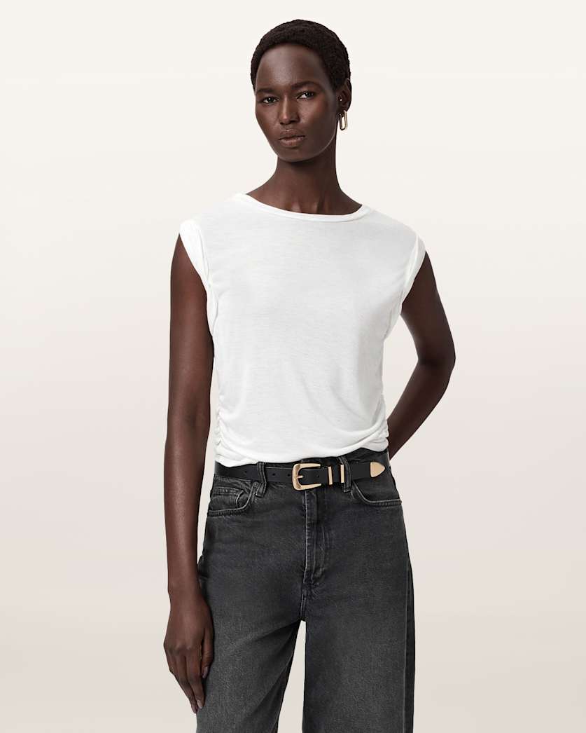 AllSaints West Shimmer Tank Top Women's Stone White Women's