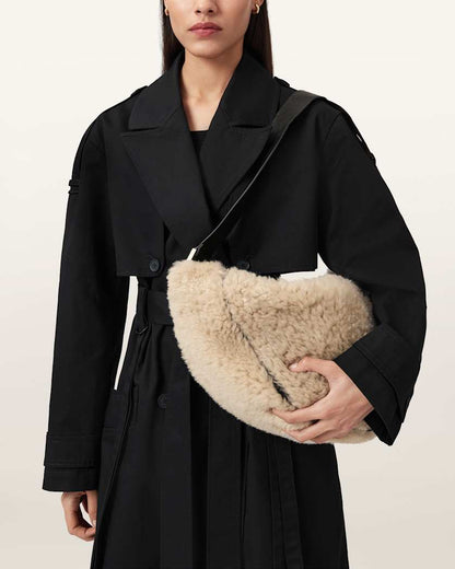 AllSaints Luna Shearling Shoulder Bag Women's Natural/Black Women's
