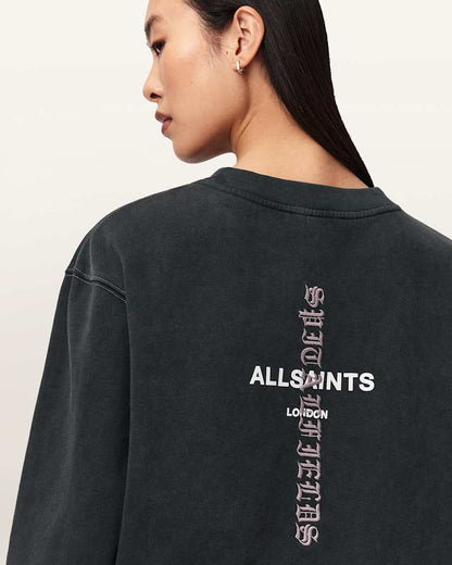 AllSaints Knox Pippa Sweatshirt Women's Washed Black Women's