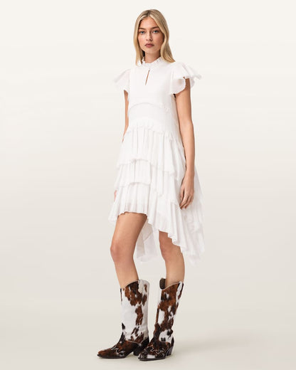 AllSaints Cavarly Cotton Mini Dress Women's Butternut Brown Women's