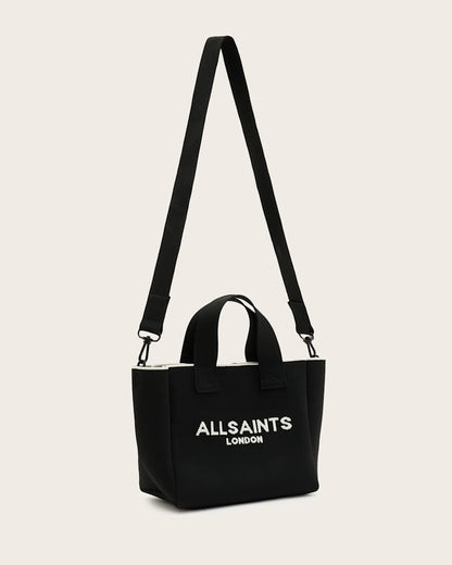 AllSaints Izzy Logo Print Knitted Mini Tote Bag Women's Black Women's