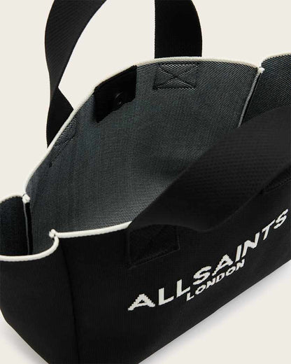 AllSaints Izzy Logo Print Knitted Mini Tote Bag Women's Black Women's