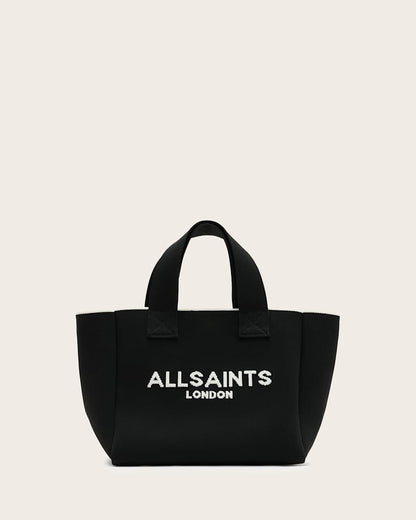 AllSaints Izzy Logo Print Knitted Mini Tote Bag Women's Black Women's