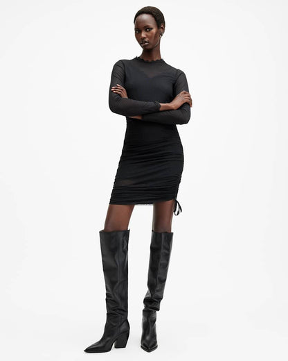 AllSaints Adara Polka Dot Tulle Mini Dress Women's Black Women's