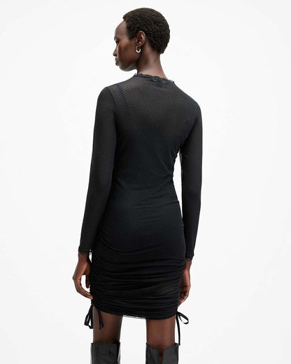 AllSaints Adara Polka Dot Tulle Mini Dress Women's Black Women's