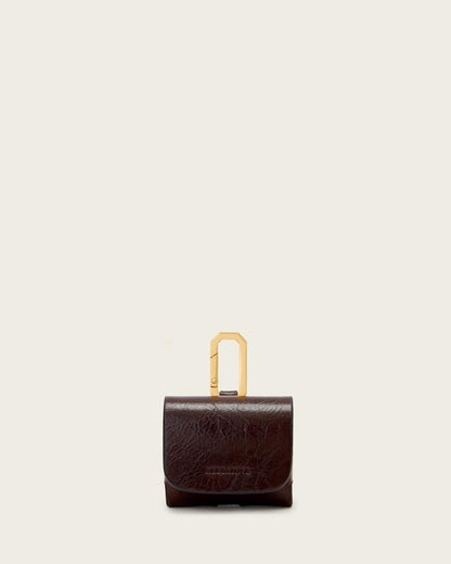 AllSaints Airpod Leather Hex Case Women's Cognac Brown Women's