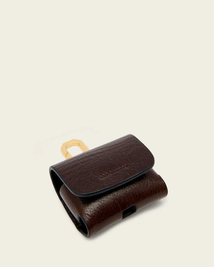 AllSaints Airpod Leather Hex Case Women's Cognac Brown Women's