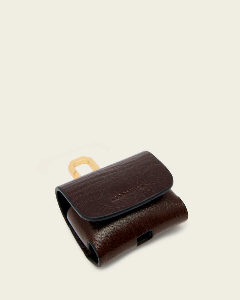 AllSaints Airpod Leather Hex Case Women's Cognac Brown Women's