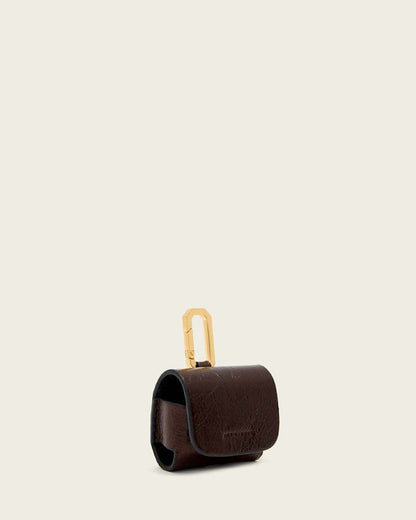 AllSaints Airpod Leather Hex Case Women's Cognac Brown Women's