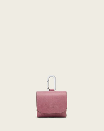 AllSaints Airpod Leather Hex Case Women's Raspberry Pink Women's