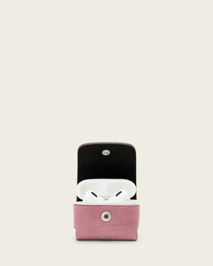 AllSaints Airpod Leather Hex Case Women's Raspberry Pink Women's