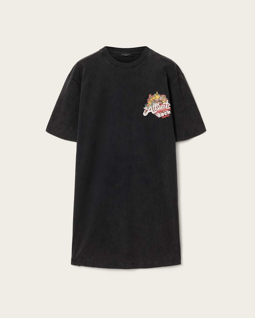 AllSaints Roque Relaxed Fit Mini T Shirt Dress Women's Washed Black Women's