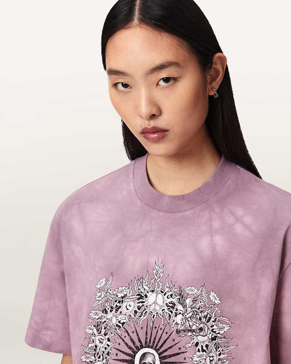AllSaints Avalon Tie Dye Graphic T Shirt Mini Dress Women's Pink Women's