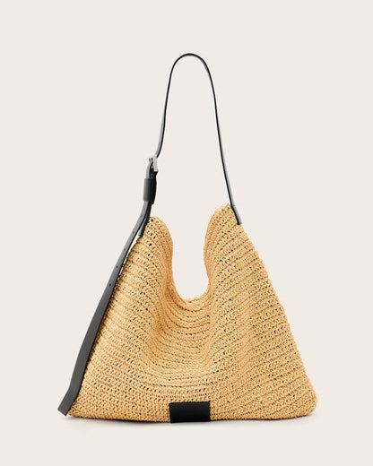 AllSaints Asha Woven Straw Hobo Shoulder Bag Women's Natural Women's