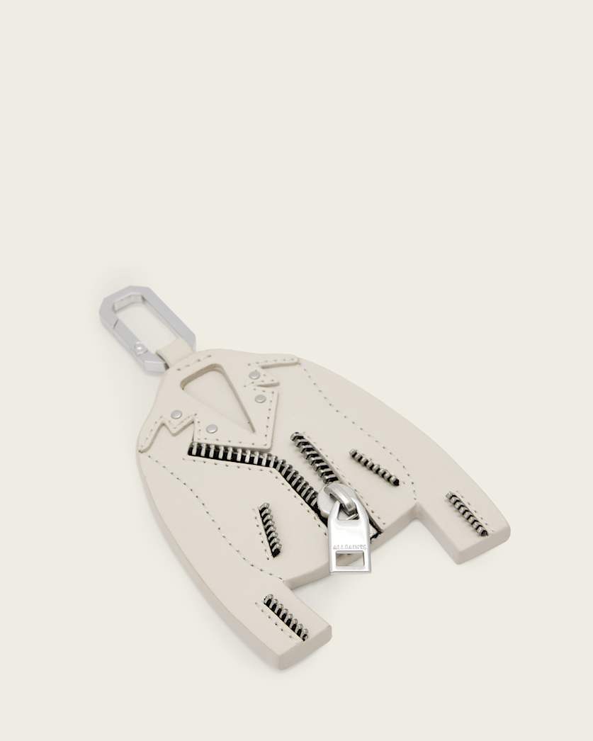 AllSaints Balfern Leather Keyring Women's Ivory White/Silver Women's