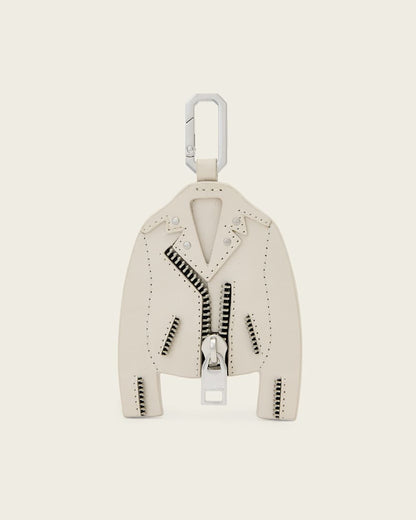 AllSaints Balfern Leather Keyring Women's Ivory White/Silver Women's