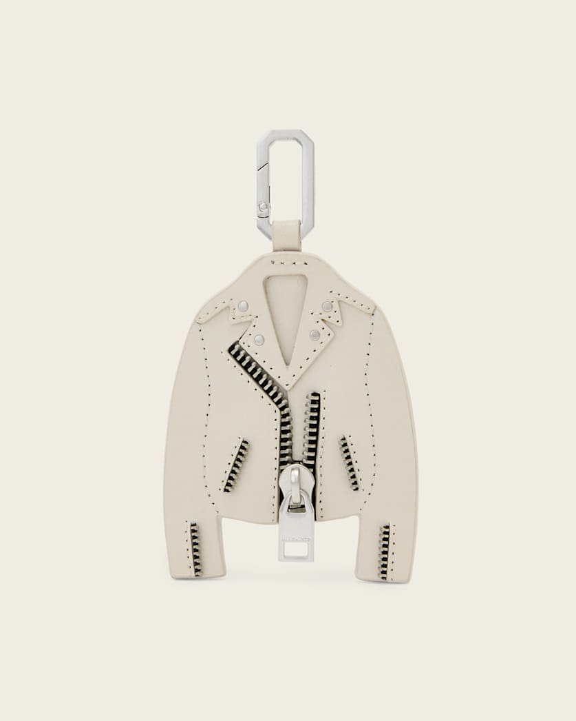 AllSaints Balfern Leather Keyring Women's Ivory White/Silver Women's