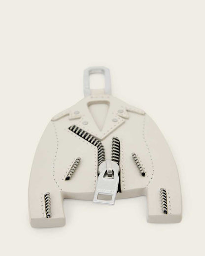 AllSaints Balfern Leather Keyring Women's Ivory White/Silver Women's
