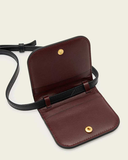 AllSaints Maeve Leather Cardholder Crossbody Women's Dark Red Women's