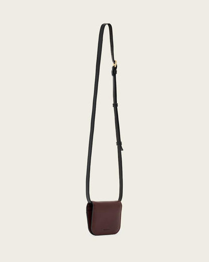 AllSaints Maeve Leather Cardholder Crossbody Women's Dark Red Women's