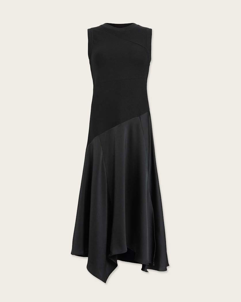 AllSaints Pia Asymmetric Satin Dress Women's Black Women's