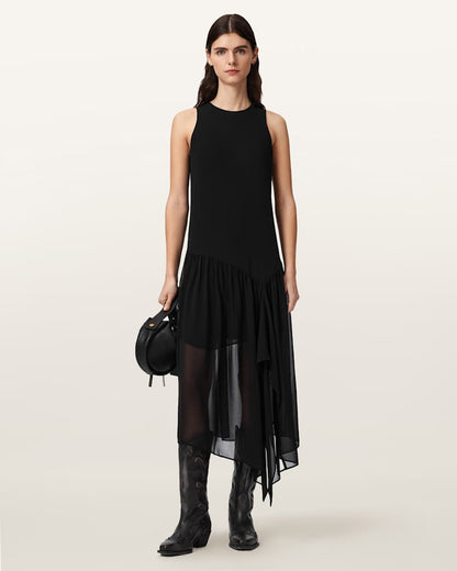 AllSaints Cyra Asymmetric Maxi Dress Women's Black Women's