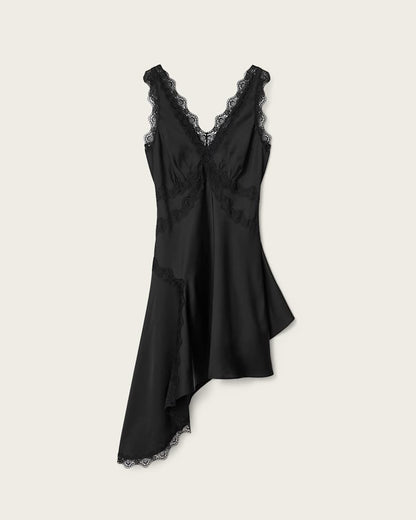 AllSaints Ilka Asymmetric Lace Mini Dress Women's Ecru White Women's
