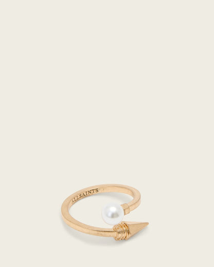 AllSaints Hazel Pearl Ring Women's Warm Brass Women's