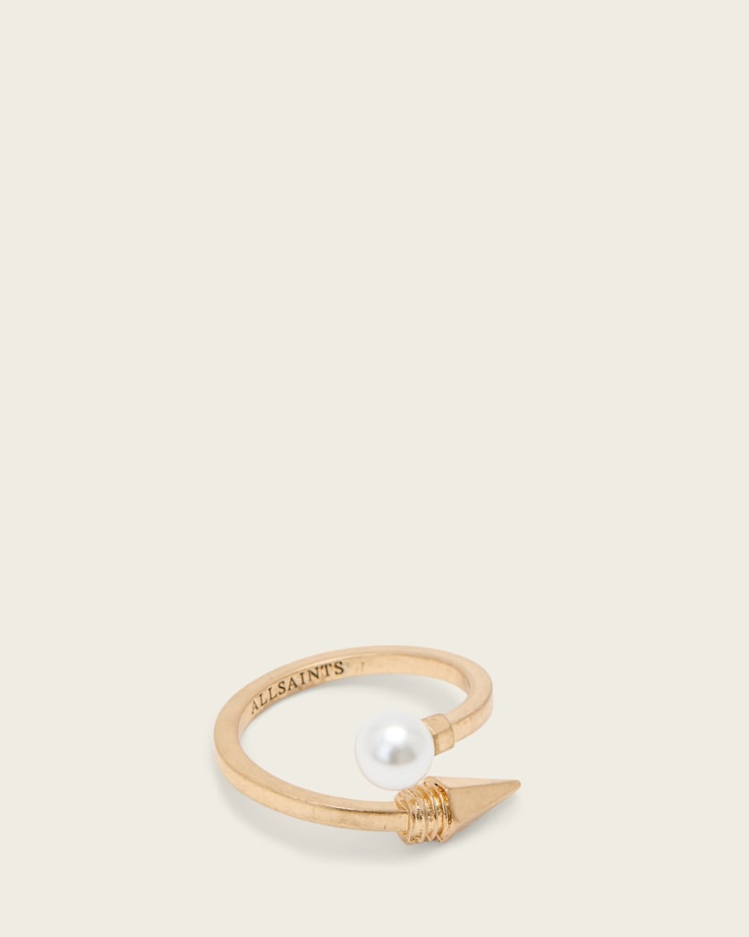 AllSaints Hazel Pearl Ring Women's Warm Brass Women's