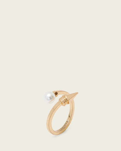 AllSaints Hazel Pearl Ring Women's Warm Brass Women's