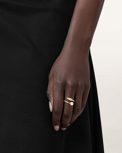 AllSaints Hazel Pearl Ring Women's Warm Brass Women's