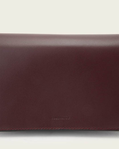 AllSaints Maeve Leather Wallet Crossbody Women's Dark Red Women's