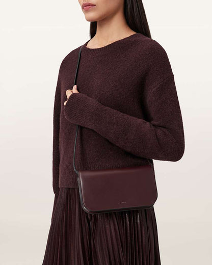 AllSaints Maeve Leather Wallet Crossbody Women's Dark Red Women's