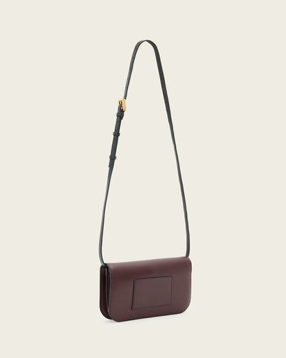AllSaints Maeve Leather Wallet Crossbody Women's Dark Red Women's