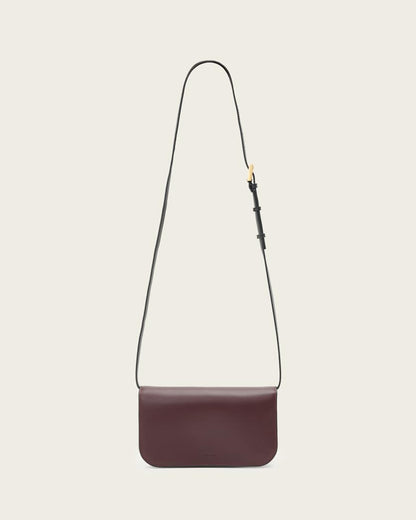 AllSaints Maeve Leather Wallet Crossbody Women's Dark Red Women's